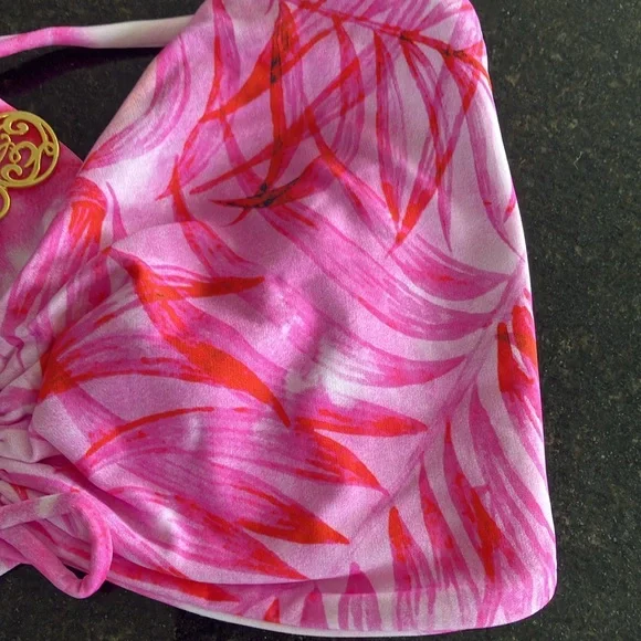 Luli Fama Bamboleo reversible fuchsia drawstring bralette bikini top - Picture 3 of 10